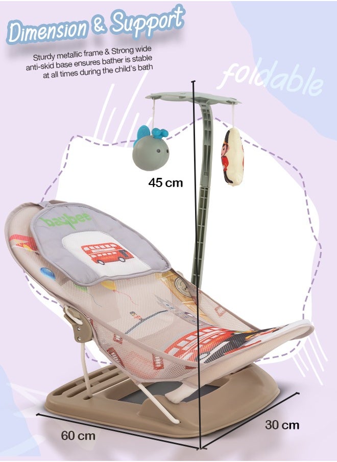 BAYBEE - 3 Position Adjustable Duna Anti Slip Baby Bather Soft Mesh Seat, with Suction Cup And Backrest Grey - Image 1