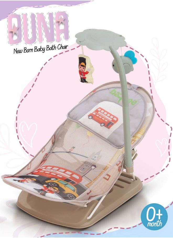 BAYBEE - 3 Position Adjustable Duna Anti Slip Baby Bather Soft Mesh Seat, with Suction Cup And Backrest Grey - Image 1