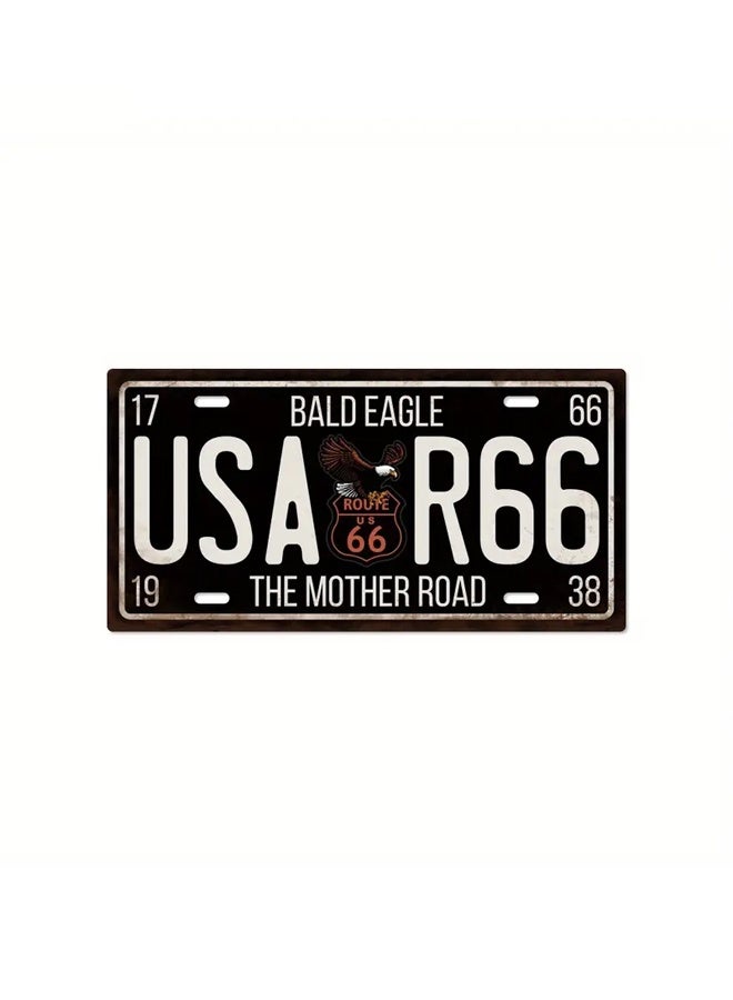 Zeemey Vintage USA Route 66 License Plate Metal Sign - Retro Wall Art for Home, Garage, Bar Decor - Image 2