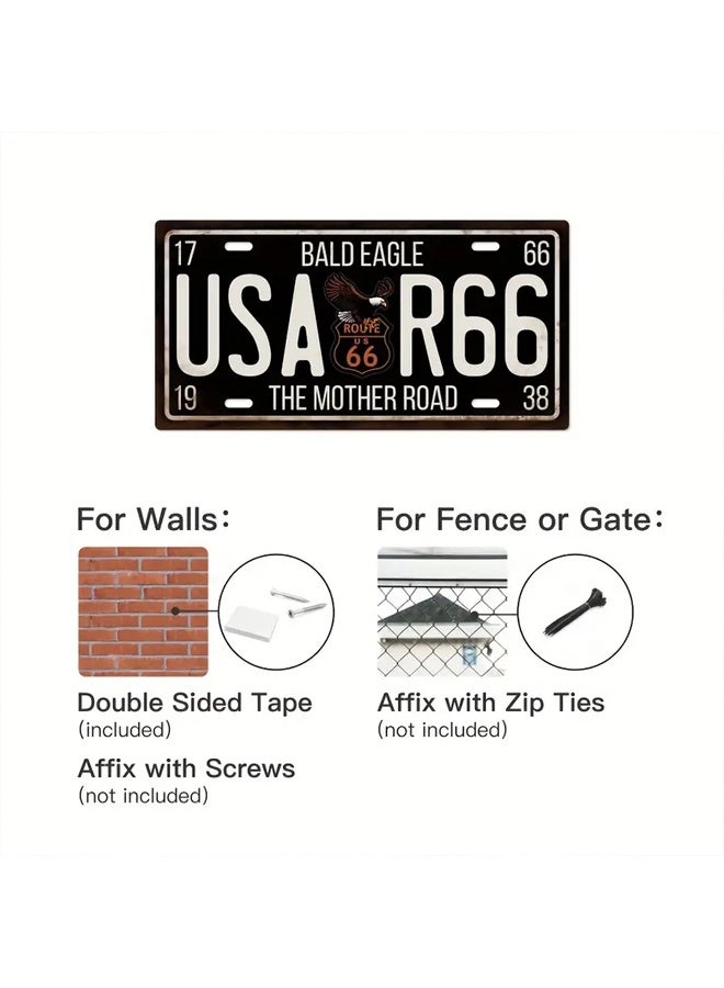 Zeemey Vintage USA Route 66 License Plate Metal Sign - Retro Wall Art for Home, Garage, Bar Decor - Image 4