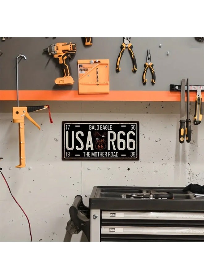Zeemey Vintage USA Route 66 License Plate Metal Sign - Retro Wall Art for Home, Garage, Bar Decor - Image 3