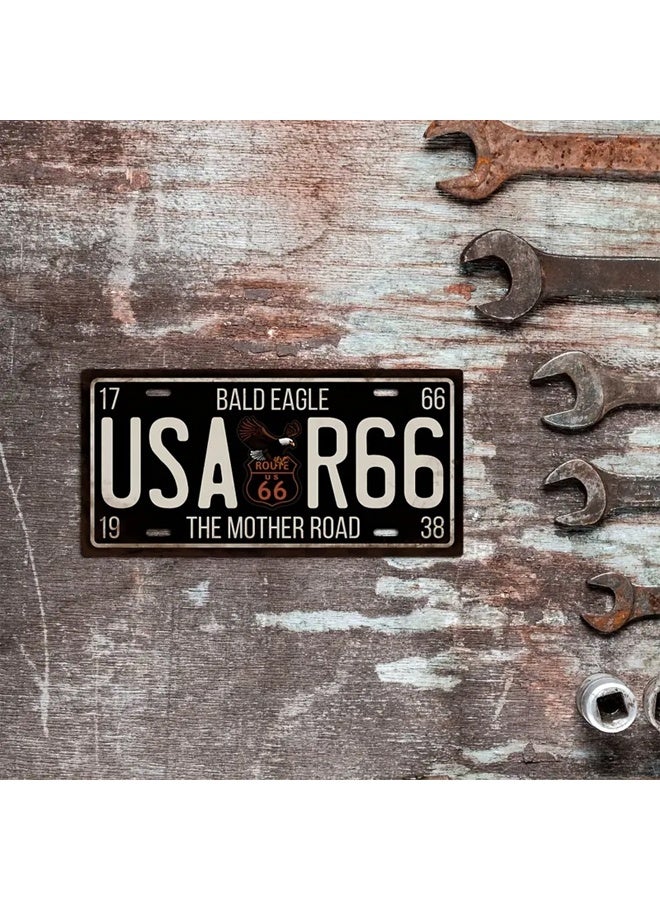 Zeemey Vintage USA Route 66 License Plate Metal Sign - Retro Wall Art for Home, Garage, Bar Decor - Image 5