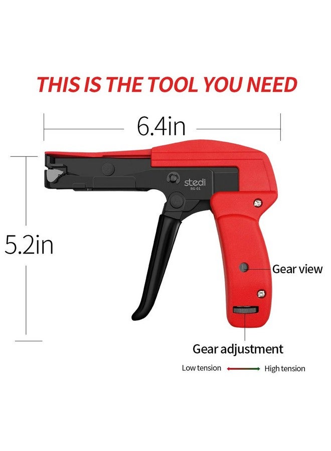 Stedi stedi Cable Tie Gun, Ergonomic Hand Operated Zip Tie Gun [Premium], Sharp and Wear Resistant, Cable Wire Fastening and Cut-Off Tie Tool, Special for Cut Plastic Nylon Ties, Red, 6.3 Inches Length  - Image 4
