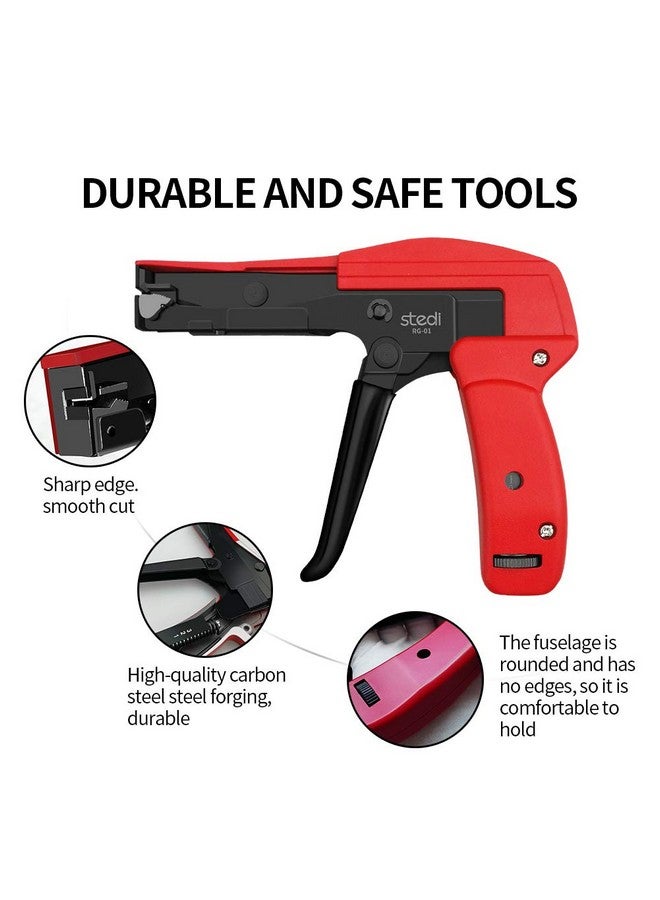 Stedi stedi Cable Tie Gun, Ergonomic Hand Operated Zip Tie Gun [Premium], Sharp and Wear Resistant, Cable Wire Fastening and Cut-Off Tie Tool, Special for Cut Plastic Nylon Ties, Red, 6.3 Inches Length  - Image 2