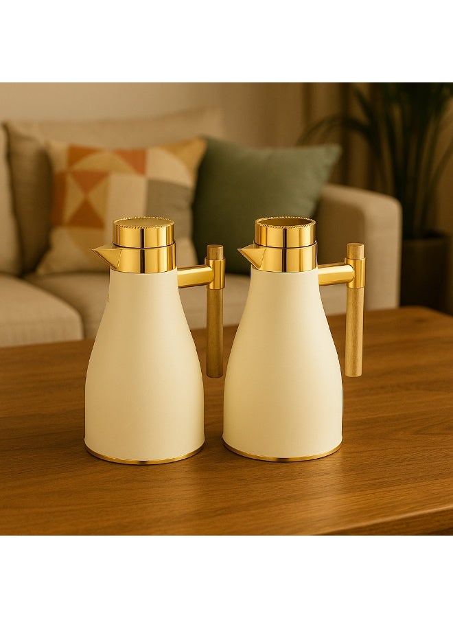 السيف  طقم ترامس أجوان من السيف مع لمسة فخامة و جمال من اللون الأبيض و الذهبي اللامع و الجميل - Image 1