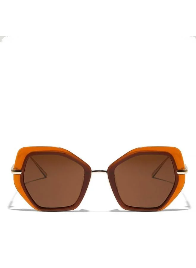 30Sundays SHOOK Women Brown Sunglasses - Frame Material: Metal + Acetate - Lens Color: Brown- Frame Color: Brown - Full Rim