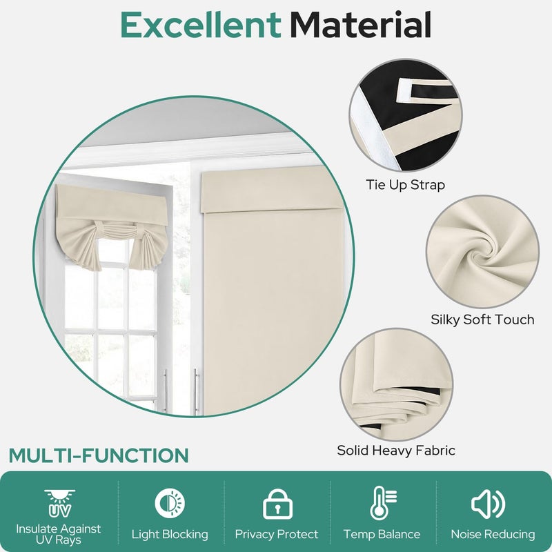 HOMEIDEAS HOMEIDEAS 100% Blackout French Door Curtains  Privacy Door Curtains for Door Window  34 X 68 Inch Room Darkening Curtains  Thermal Insulated Door Window Shades for Bedroom  (1 Panel  Beige) - Image 5