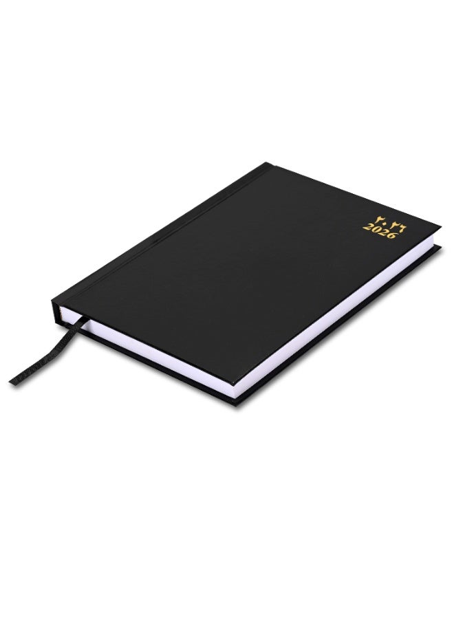 FIS 2026-Diary, A5 Size(148x210mm), Hard Cover Vinyl Materials, Arabic/English, 60gsm White Paper, Black Color - FSDI21AE26BK - Image 1
