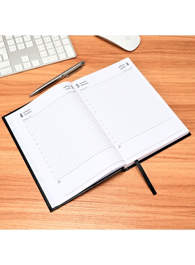 FIS 2026-Diary, A5 Size(148x210mm), Hard Cover Vinyl Materials, Arabic/English, 60gsm White Paper, Black Color - FSDI21AE26BK - Image 5