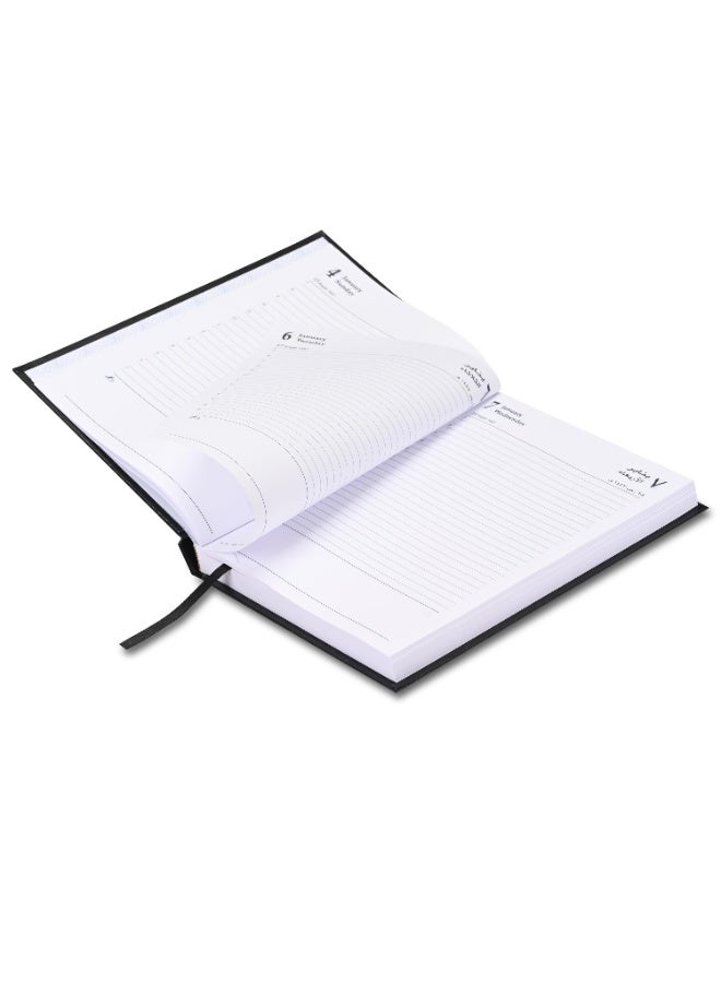 FIS 2026-Diary, A5 Size(148x210mm), Hard Cover Vinyl Materials, Arabic/English, 60gsm White Paper, Black Color - FSDI21AE26BK - Image 2