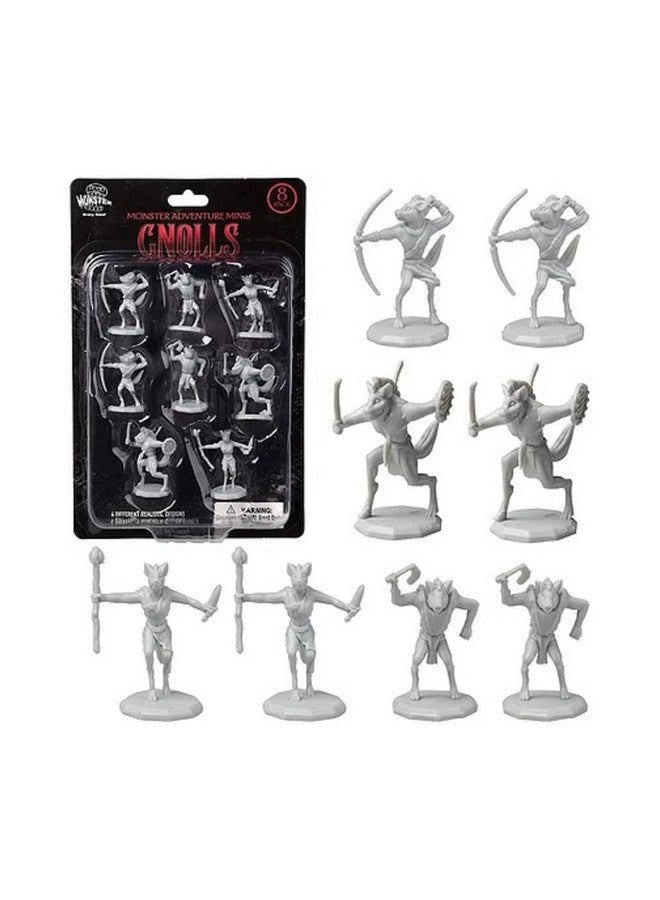 Monster Protectors Fantasy Gnoll Mini Figures - 8 Unpainted Unique Designs - 1" Hex-Sized, Compatible with DND, Pathfinder & Tabletop RPGs - Realistic Sculpts for Spooky Campaigns, Adventure, Game Nights, Gift 
