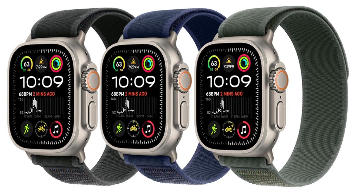 ESCASE 3-Piece Nylon Strap Natural Titanium Replacement Set Compatible with Apple Watch Strap Sizes: 42mm/44mm/45mm/46mm/49mm Fits Apple Watch Ultra/Ultra 2/Ultra 3, Series 11/10/9/8/SE/7/6/5/4/3/2/1 and other models Available in Black/Blue/Green Combo