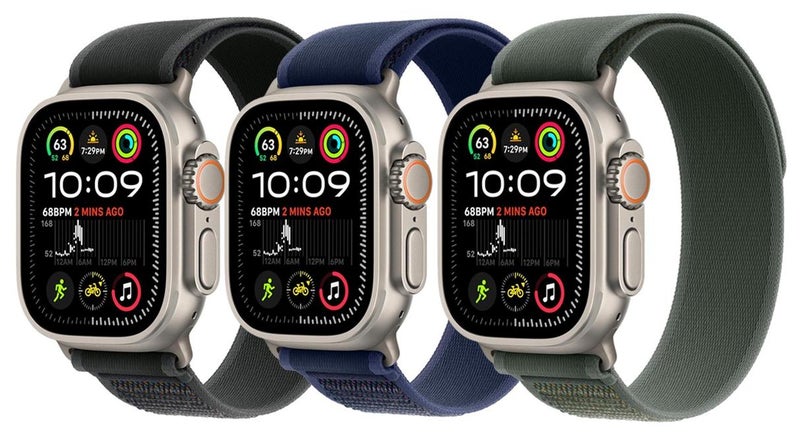 ESCASE 3-Piece Nylon Strap Natural Titanium Replacement Set Compatible with Apple Watch Strap Sizes: 42mm/44mm/45mm/46mm/49mm Fits Apple Watch Ultra/Ultra 2/Ultra 3, Series 11/10/9/8/SE/7/6/5/4/3/2/1 and other models Available in Black/Blue/Green Combo - Image 1