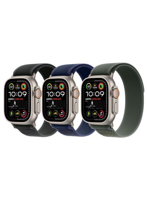 3 Pack for Apple Watch Trail Band 49mm/46 mm/45mm/44mm/42mm Nylon Woven Sport Strap for iWatch Ultra/Ultra2/Series 10/9/8/7/SE/6/5/4/3/2/1 Black/Blue/Green