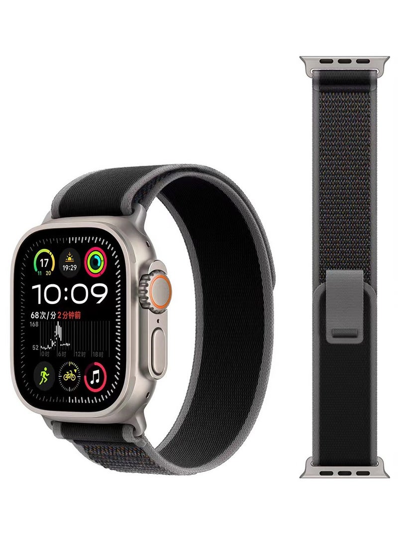 ESCASE 3 Pack for Apple Watch Trail Band 49mm/46 mm/45mm/44mm/42mm Nylon Woven Sport Strap for iWatch Ultra/Ultra2/Series 10/9/8/7/SE/6/5/4/3/2/1 Black/Blue/Green  - Image 4