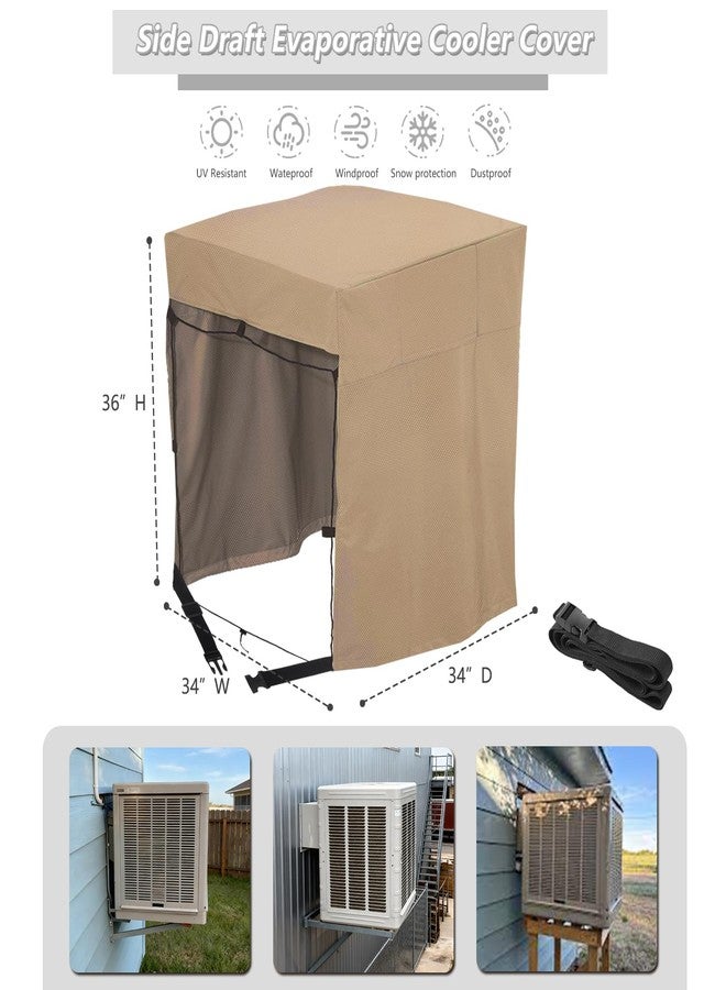 Dipurman Side Draft Swamp Cooler Cover,Equipped with 2 Covers Straps, Heavy-Duty 600D Waterproof Evaporative Cooler Cover,Side Draft Evaporative Cooler Weatherproof Covers.34"W x 34"D x 36"H - Image 2