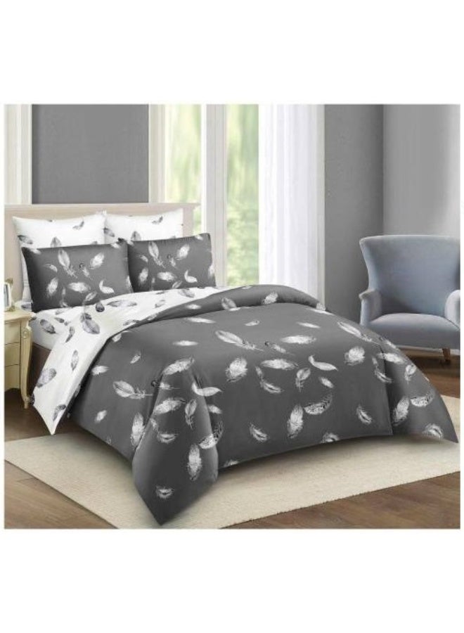 طقم مفروشات فاخر بحجم كينج مكون من 6 قطع - تصميم بسيط، غطاء لحاف 220×240 سم مع شرشف مطاطي و4 أغطية وسائد