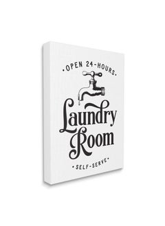 Stupell Industries Stupell Industries Self-Serve Laundry Room Sign Vintage Faucette Drip, Designed by Lettered and Lined Canvas Wall Art, 16 x 20, White  - Image 1