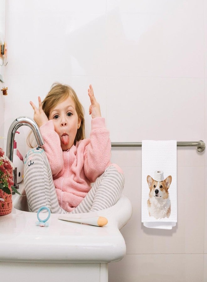 VIIJJUE Funny Corgi Decorative Hand Towels for Bathroom, Corgi Dog Bathroom Decor, Funny Toilet Paper Dog Hand Towels for Bath Room Spa Gym Yoga, 16x24 Inch - Image 2