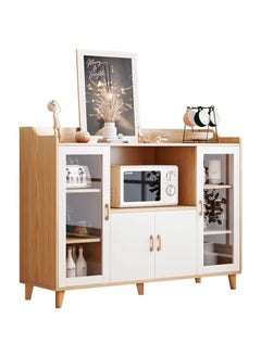 AGD Modern Multifunctional Sideboard, Living Room or Office Cabinet with Glass Doors, Drawers, Microwave Holder, Large Surface for Coffee Machine, Cups, Antiques, for Kitchen Cabinet, Dining Room  - Image 1