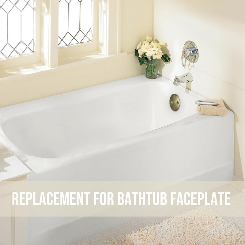 UNI-DRAIN Universal Bathtub Overflow Drain Face Plate 2 Hole Tub Overflow Drain Plate Matching Screws(Brushed Brass) - Image 2