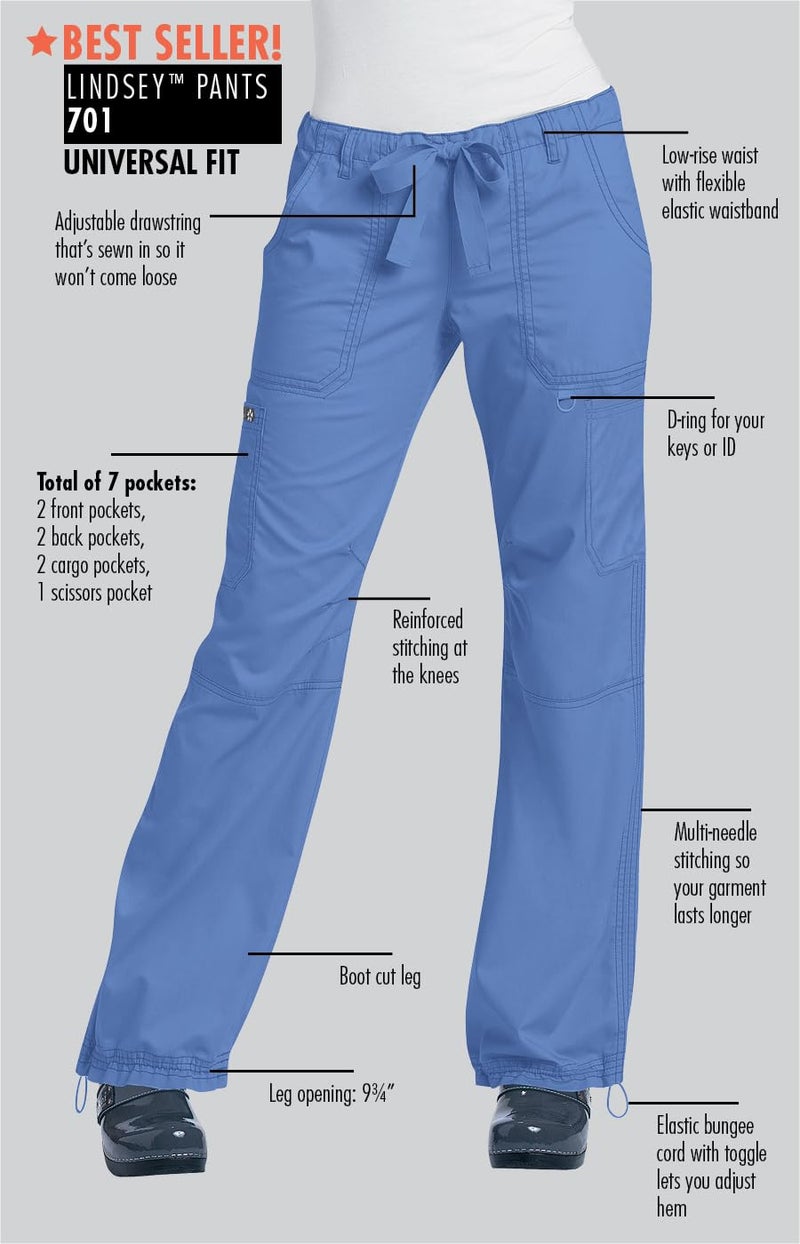 Koi Women's Lindsey Ultra Comfortable Cargo Style Scrub Pants Sizes, Black, Small/Tall - Image 4