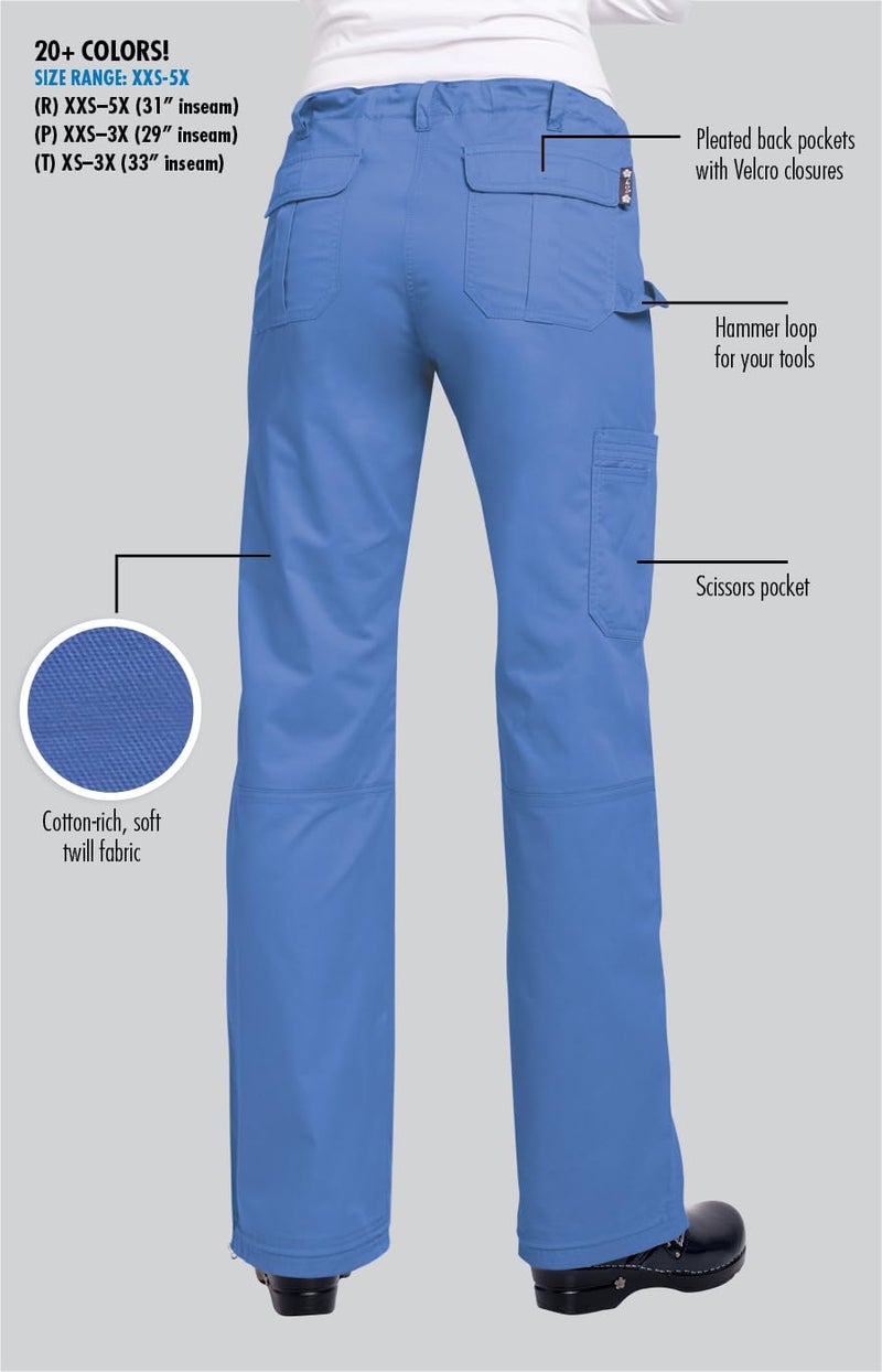 Koi Women's Lindsey Ultra Comfortable Cargo Style Scrub Pants Sizes, Black, Small/Tall - Image 5