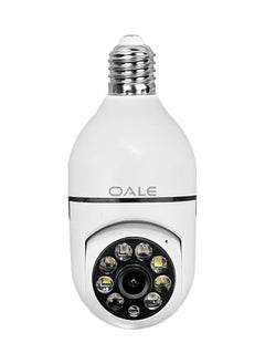 OALE iHome 02 Dual-Line Audio 360° Security Camera with Bulb Design,1080P, Night Vision, Motion Detection, White