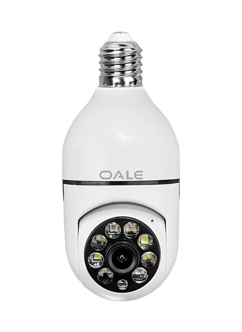 OALE iHome 02 Dual-Line Audio 360° Security Camera with Bulb Design,1080P, Night Vision, Motion Detection, White