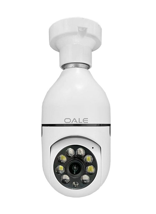 OALE - OALE iHome 02 Dual-Line Audio 360° Security Camera with Bulb Design,1080P, Night Vision, Motion Detection, White - Image 1