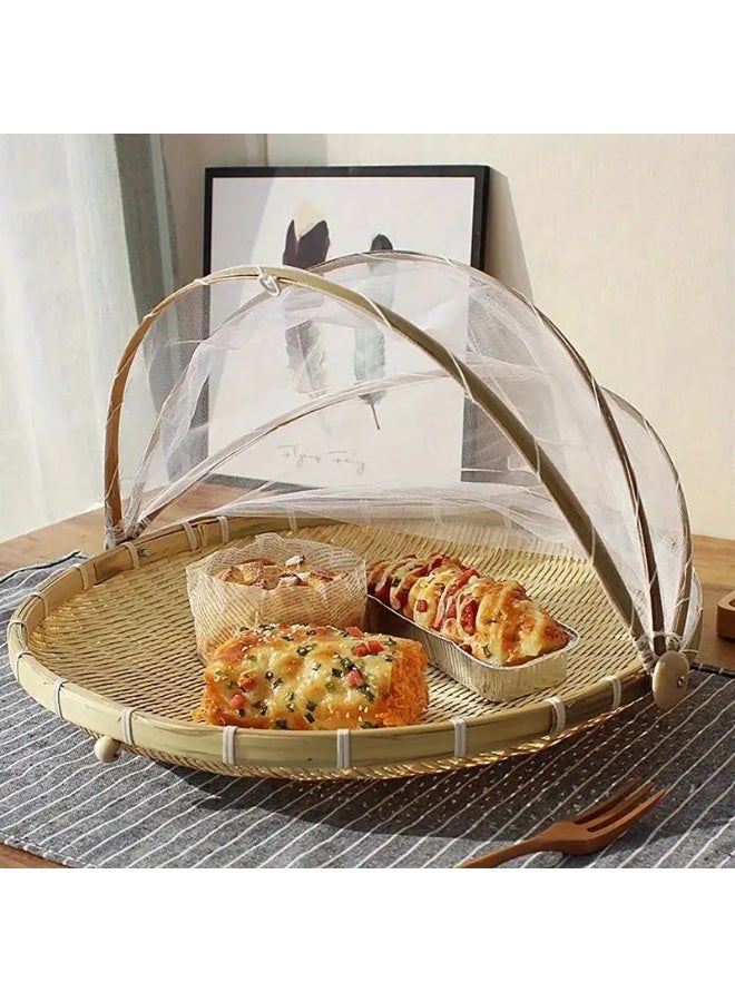 Handcrafted Bamboo Food Tent Basket With Insect-Proof Mesh Cover - Portable & Durable Serving Tray For Outdoor Picnics, Fruit Storage - Natural Handwoven Design, Easy To Carry, For Kitchen Storage And Drying, Suitable For Home And Restaurant Use - Image 4