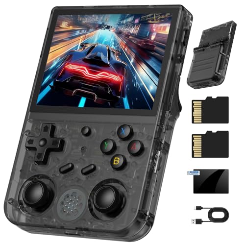 GiipGoop RG353VS Retro Gaming Console Handheld Game Console RG353VS Linux System 35 Inch IPS Screen Protector 64G TF Card Preload 4452 Games RK3566 64bit Gaming Console 5G WiFi42 BluetoothBlack - Image 1