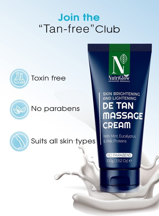 Nutriglow Advanced Organics De-tan Massage Cream with Mint, Milk Proteins for Tan-Free Skin & Brightened Complexion, 100g - Image 2