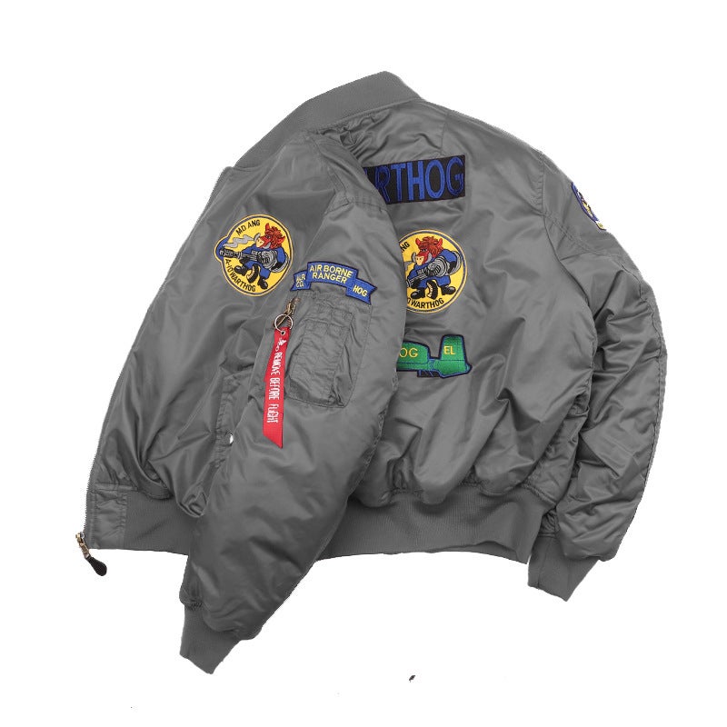 Generic 2024 Spring and Autumn Bomber Jacket Maipin Racing Suit MA1 Alpha Jacket American Baseball Suit Men Gray (thickened) 
