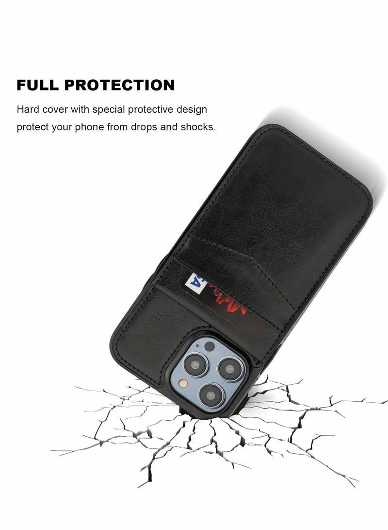 Excefore Compatible with iPhone 14 Pro Max Case Wallet with Credit Card Holder Flip Premium Leather Magnetic Clasp Kickstand Heavy Duty Protective Cover for iPhone 14 Pro Max 6.7 Inch (Black) - Image 3