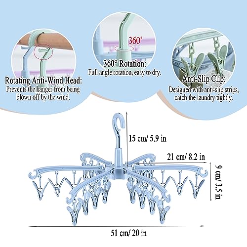 BONYCUST Foldable Drying Rack with 24 Clips for Drying Socks Lingerie Baby Clothes Drying Towels Rotatable Sock Drying Rack - Image 2