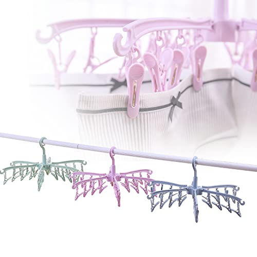 BONYCUST Foldable Drying Rack with 24 Clips for Drying Socks Lingerie Baby Clothes Drying Towels Rotatable Sock Drying Rack - Image 5