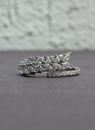 Wrap Leaf Ring - Adjustable - Sterling Silver 925 with Zircon Stones - Plated Rhodium White Gold 18K - pzsku/ZFB4810803CF25ADDD431Z/45/1746191763/c393f729-46d6-4403-bc5f-c2edf6a75e71