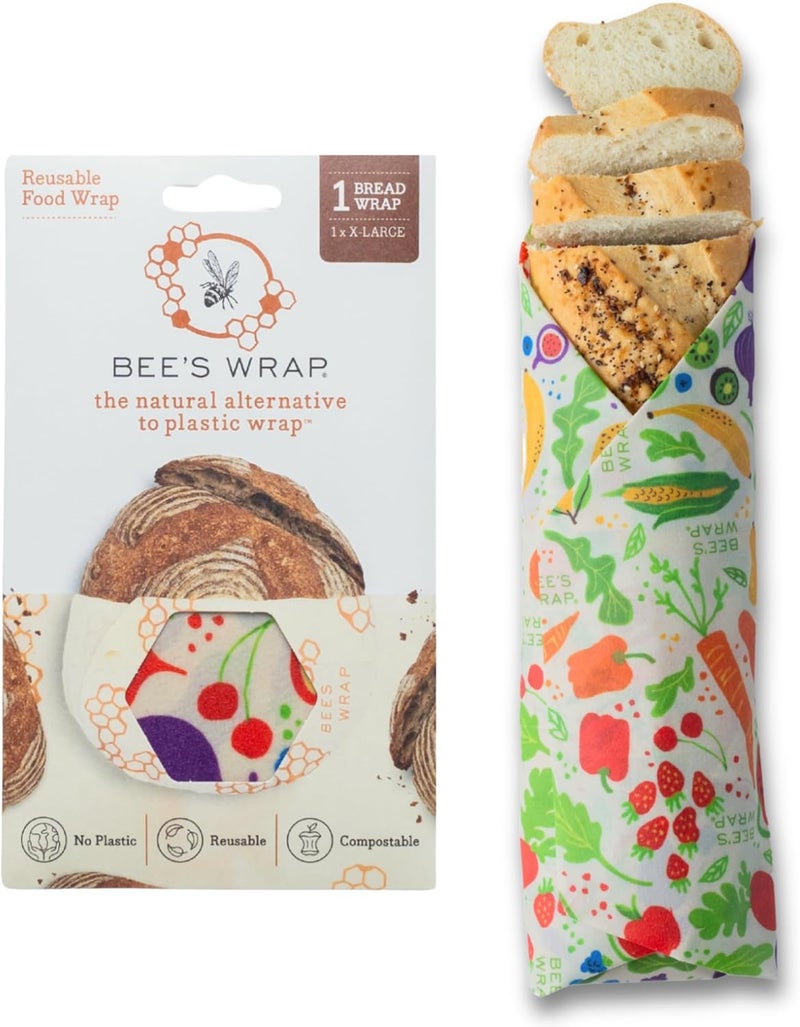 Bee's Wrap Beeswax Wraps for Food - Bread Wrap - Made in USA Reusable Bread Storage Bags - Organic & Eco-Friendly Alternative to Aluminum Foil, Sourdough Bags & Plastic Wrap, Garden Party - Image 1