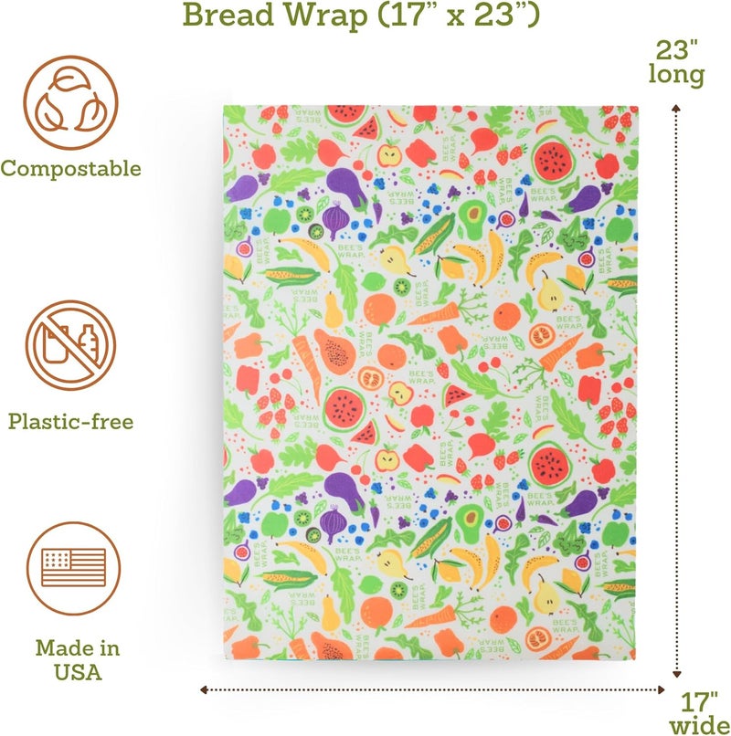 Bee's Wrap Beeswax Wraps for Food - Bread Wrap - Made in USA Reusable Bread Storage Bags - Organic & Eco-Friendly Alternative to Aluminum Foil, Sourdough Bags & Plastic Wrap, Garden Party - Image 4