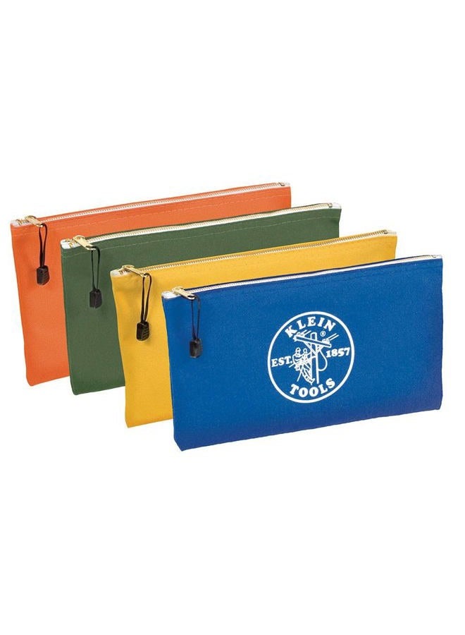 Klein Tools Utility Bag, Zipper Tool Bags in Olive, Orange, Blue, Yellow, 12.5-Inch Canvas, 4 Piece 5140 - Image 1