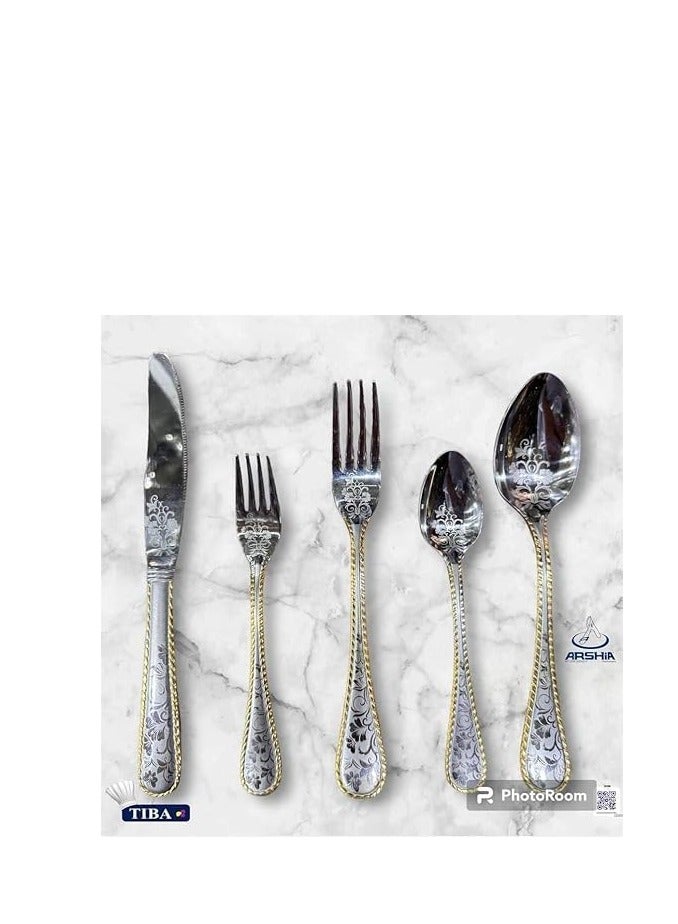 Complete Cutlery Set with Storage Case – Elegant & Practical for Gatherings and Travel  A luxurious and full cutlery set neatly organized in a stylish storage bag – perfect for family gatherings, special dinners, or outdoor trips.  - Image 3