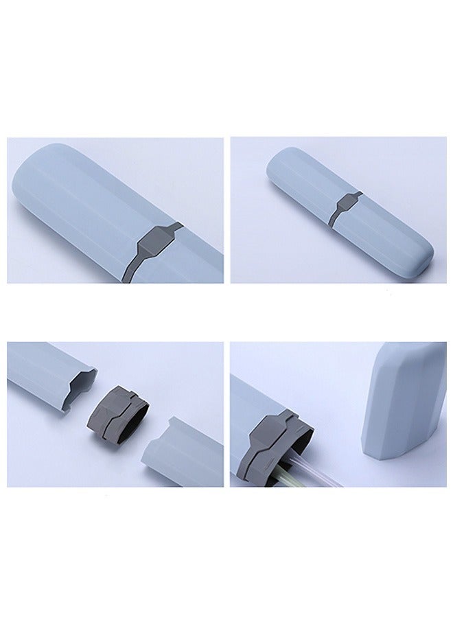 2 Pcs Portable Travel Toothbrush Case, Strong Durable Food Grade PP Plastic Toothbrush Storage Holder, Bottom Vent Hole Dustproof Toothbrush Holder (White+Blue) - Image 5