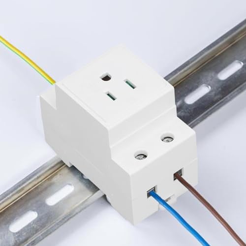 Depisuta DIN Rail Socket, DIN Rail Mount Modular Power Socket Single AC Outlet, Built in Protective Outlet for Distribution Panel, DIN Rail Mounted Receptacle (US - Image 3