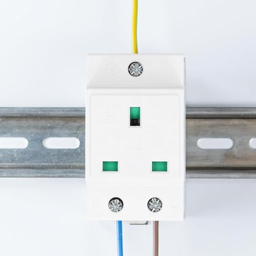 Depisuta DIN Rail Socket, DIN Rail Mount Modular Power Socket Single AC Outlet, Built in Protective Outlet for Distribution Panel, DIN Rail Mounted Receptacle (US - Image 2