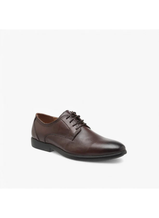 دوتشيني Men's Leather Solid Derby Shoes with Lace-Up Closure
