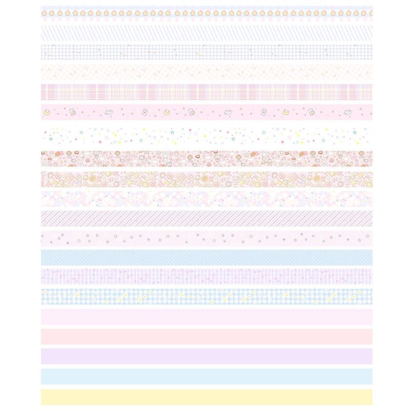 YUBX Vintage Washi Tape Set 20 Rolls Skinny Retro Decorative Antique Patterns Masking Tapes for Arts, DIY Crafts, Journals, Planners, Scrapbook, Wrapping (Kawaii) - Image 4