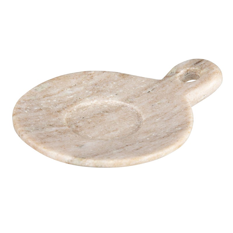 Creative CoOp HandCarved Marble Dish with Handle Beige