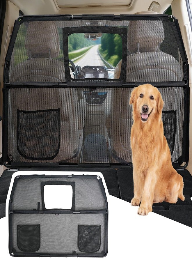 GEVINFA 52" Dog Car Barrier for SUV, Wide Escape-Proof & Chew-Proof Dog Car Divider with Removable Visual Window & 2 Storage Pockets, Pet Net Gate for Behind Front Seats, Fits Sedans Cars Trucks - Image 1