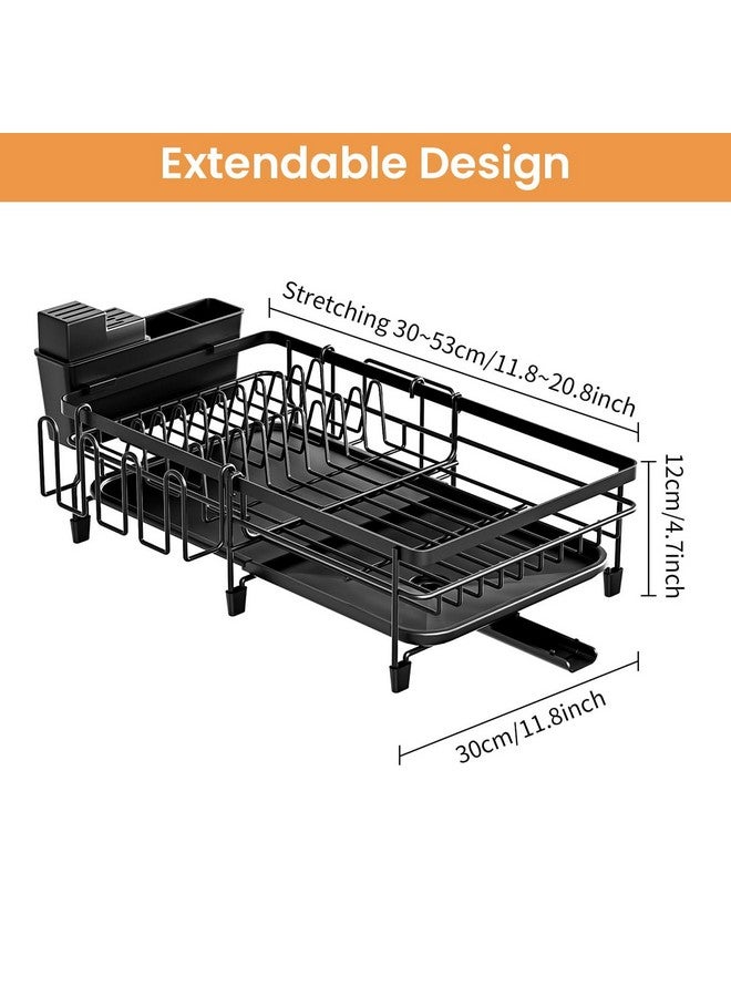 HASTHIP® Dish Drying Rack Kitchen Drain Rack Retractable Kitchen Space Saver Cutlery for Counter Stainless Steel for K-nife Spoon Fork Container Draining Basket with Drip Tray - Image 2